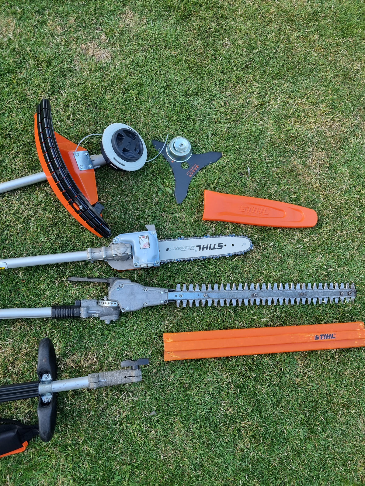 USED Stihl KM100R professional combi set. strimmer, long reach hedge cutter pole saw
