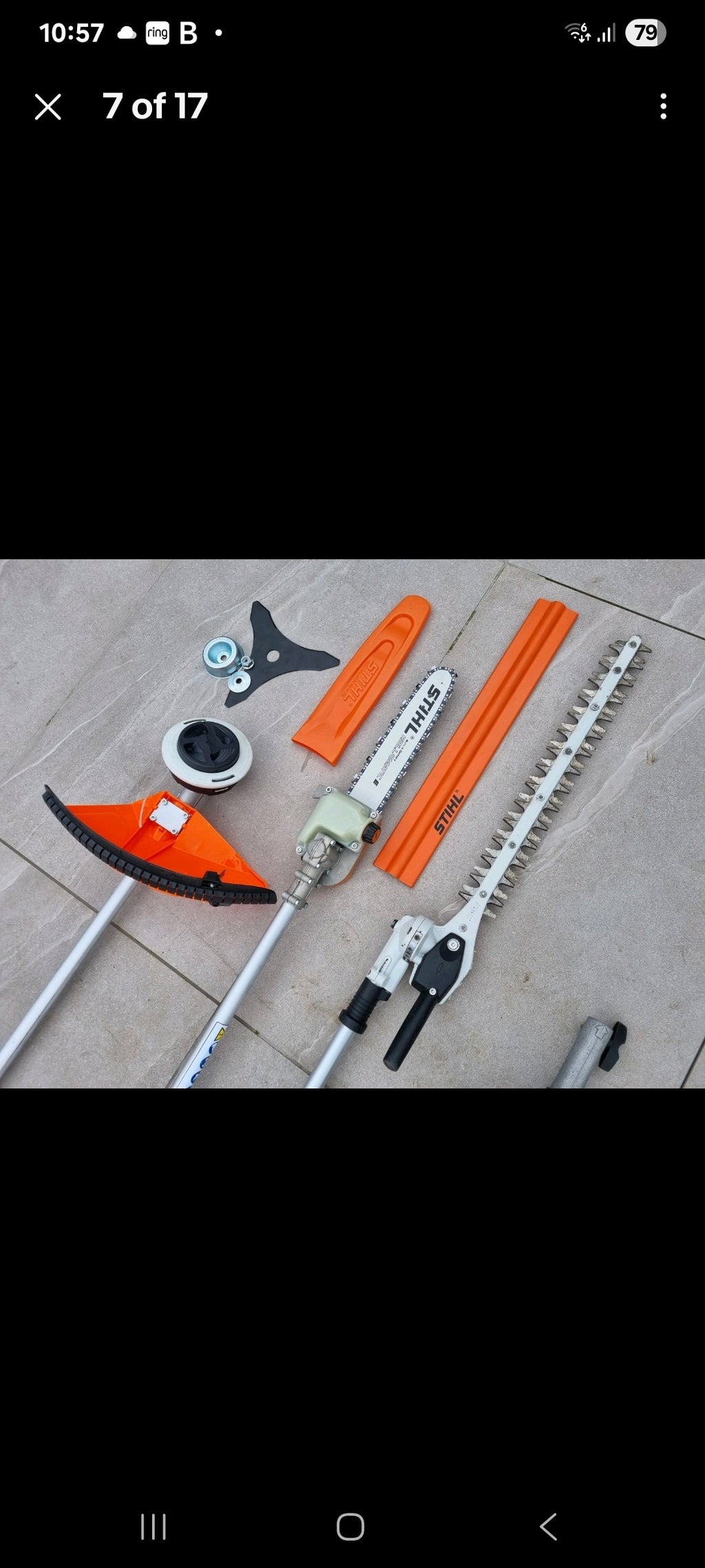 Stihl km94 Kombi set strimmer, pole saw, hedge cutter. Stihl ms291 chainsaw 16' bar. Stihl BR500 blowers