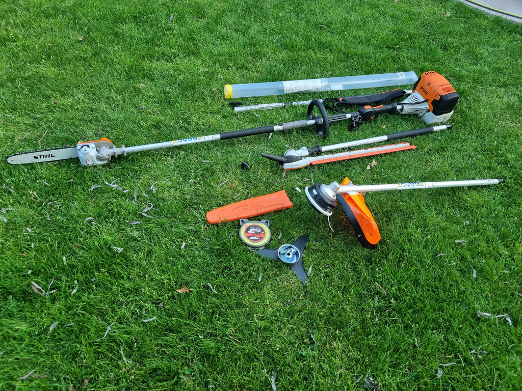 USED Stihl KM 131R professional combi set. strimmer, long reach hedge cutter pole saw