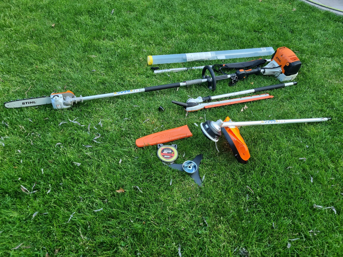 USED Stihl KM 131R professional combi set. strimmer, long reach hedge cutter pole saw
