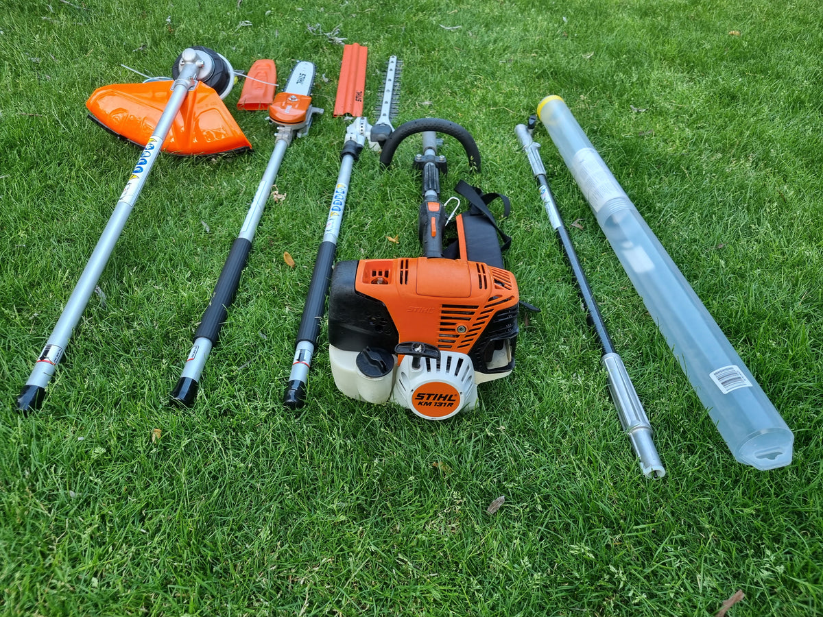 USED Stihl KM 131R professional combi set. strimmer, long reach hedge cutter pole saw