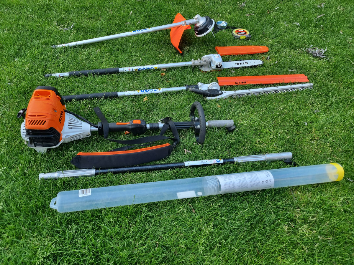 Stihl KM 111R professional combi set. strimmer, long reach hedge cutter pole saw