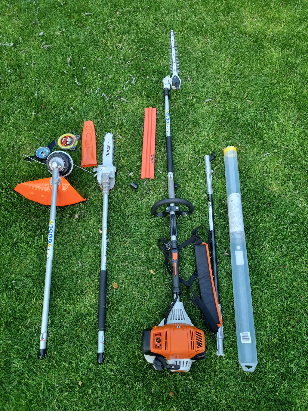 USED Stihl KM 131R professional combi set. strimmer, long reach hedge cutter pole saw