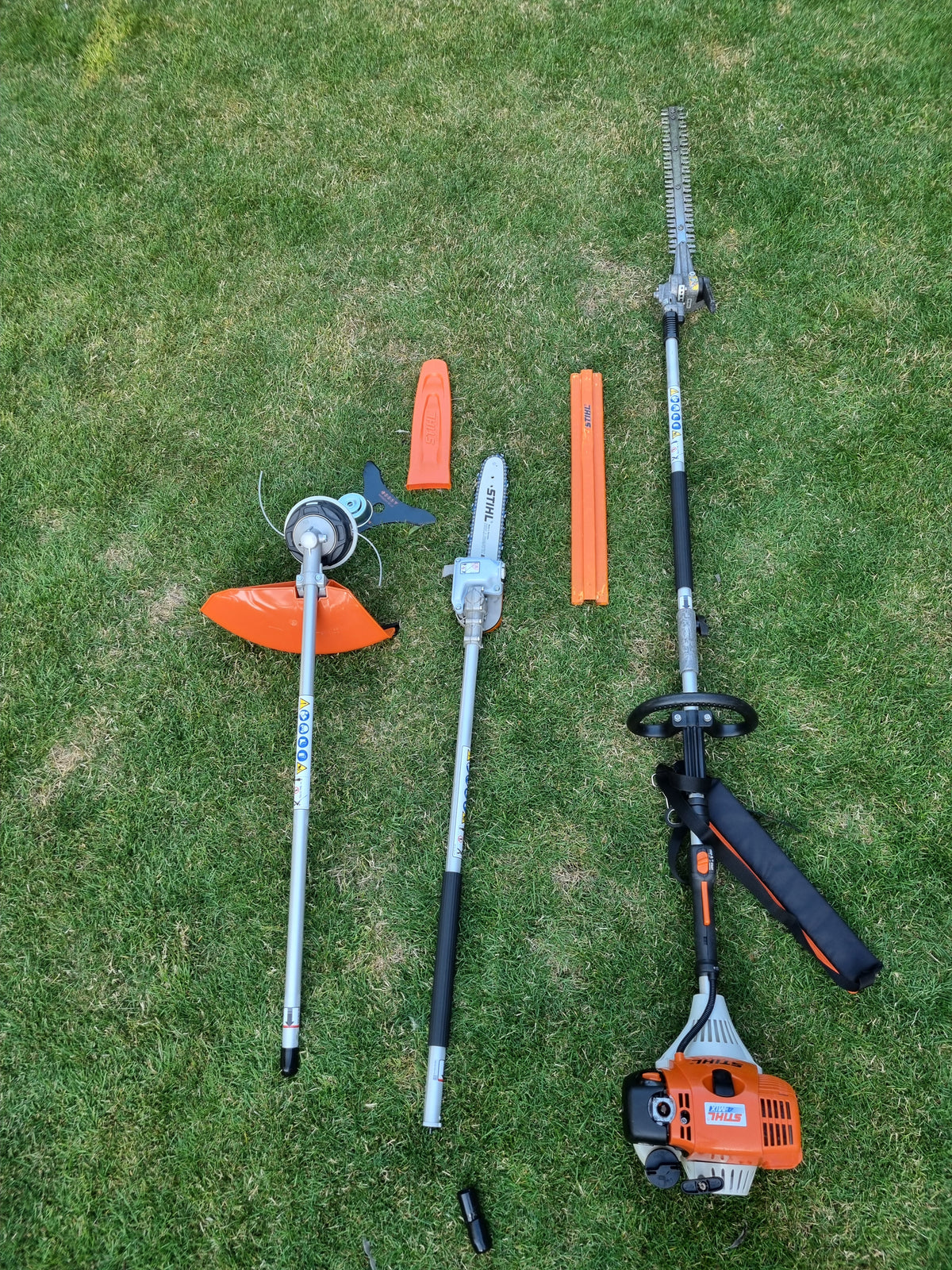 USED Stihl KM100R professional combi set. strimmer, long reach hedge cutter pole saw