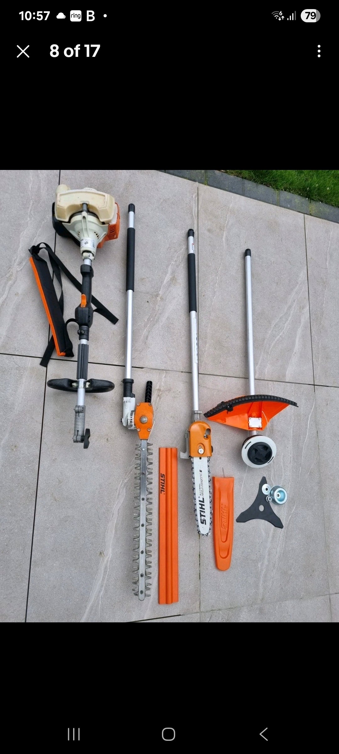 Stihl km94 Kombi set strimmer, pole saw, hedge cutter. Stihl ms291 chainsaw 16' bar. Stihl BR500 blowers