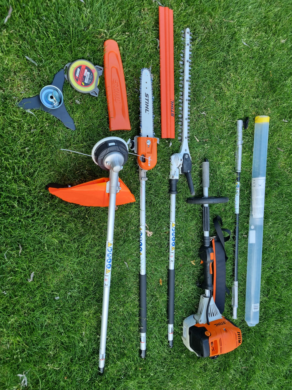 USED Stihl KM 131R professional combi set. strimmer, long reach hedge cutter pole saw