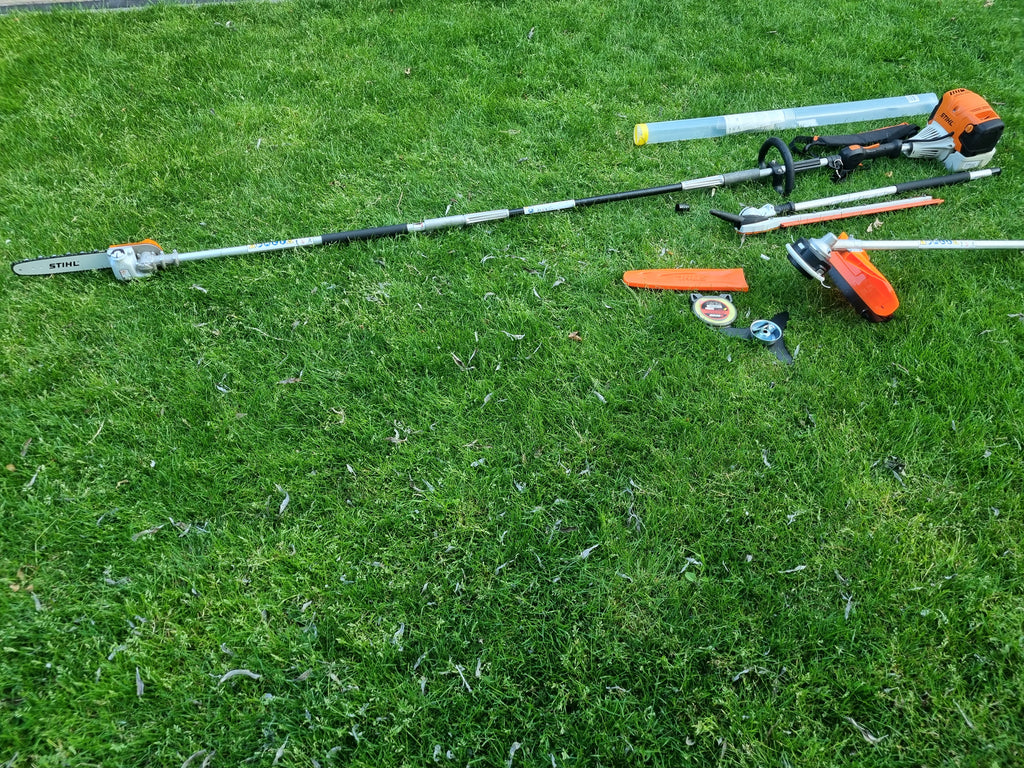 USED Stihl KM 131R professional combi set. strimmer, long reach hedge cutter pole saw