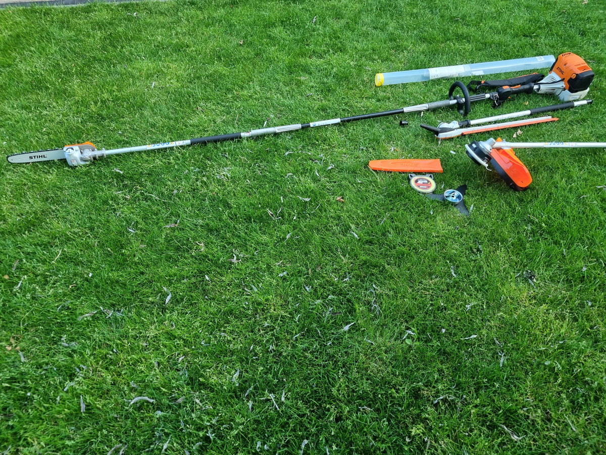 USED Stihl KM 131R professional combi set. strimmer, long reach hedge cutter pole saw