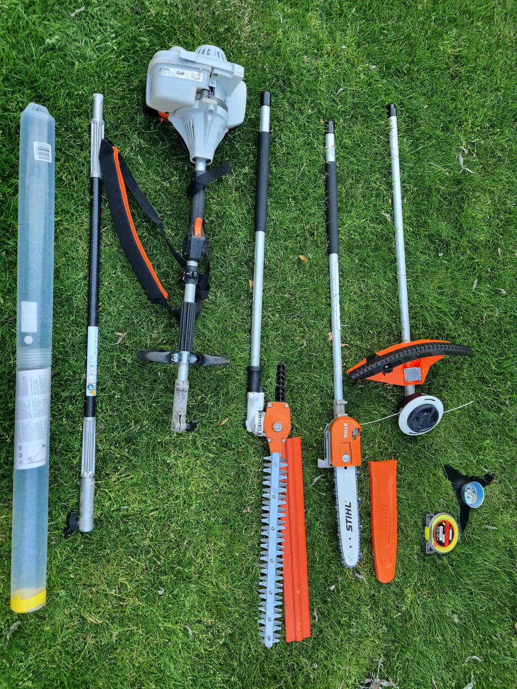 Stihl KM 111R professional combi set. strimmer, long reach hedge cutter pole saw