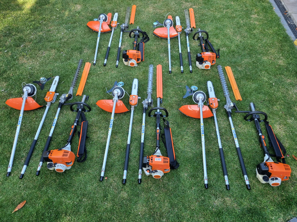 USED Stihl KM100R professional combi set. strimmer, long reach hedge cutter pole saw