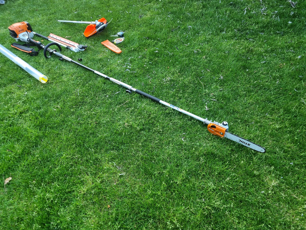 USED Stihl KM 131R professional combi set. strimmer, long reach hedge cutter pole saw
