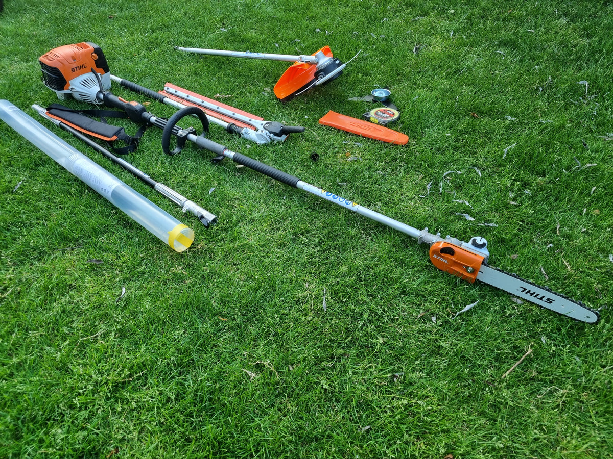 USED Stihl KM 131R professional combi set. strimmer, long reach hedge cutter pole saw