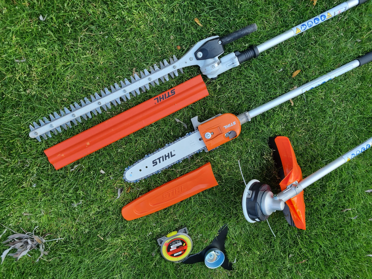 Stihl KM 111R professional combi set. strimmer, long reach hedge cutter pole saw