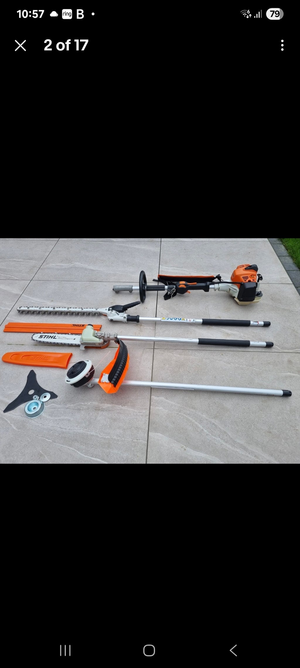 Stihl km94 Kombi set strimmer, pole saw, hedge cutter. Stihl ms291 chainsaw 16' bar. Stihl BR500 blowers