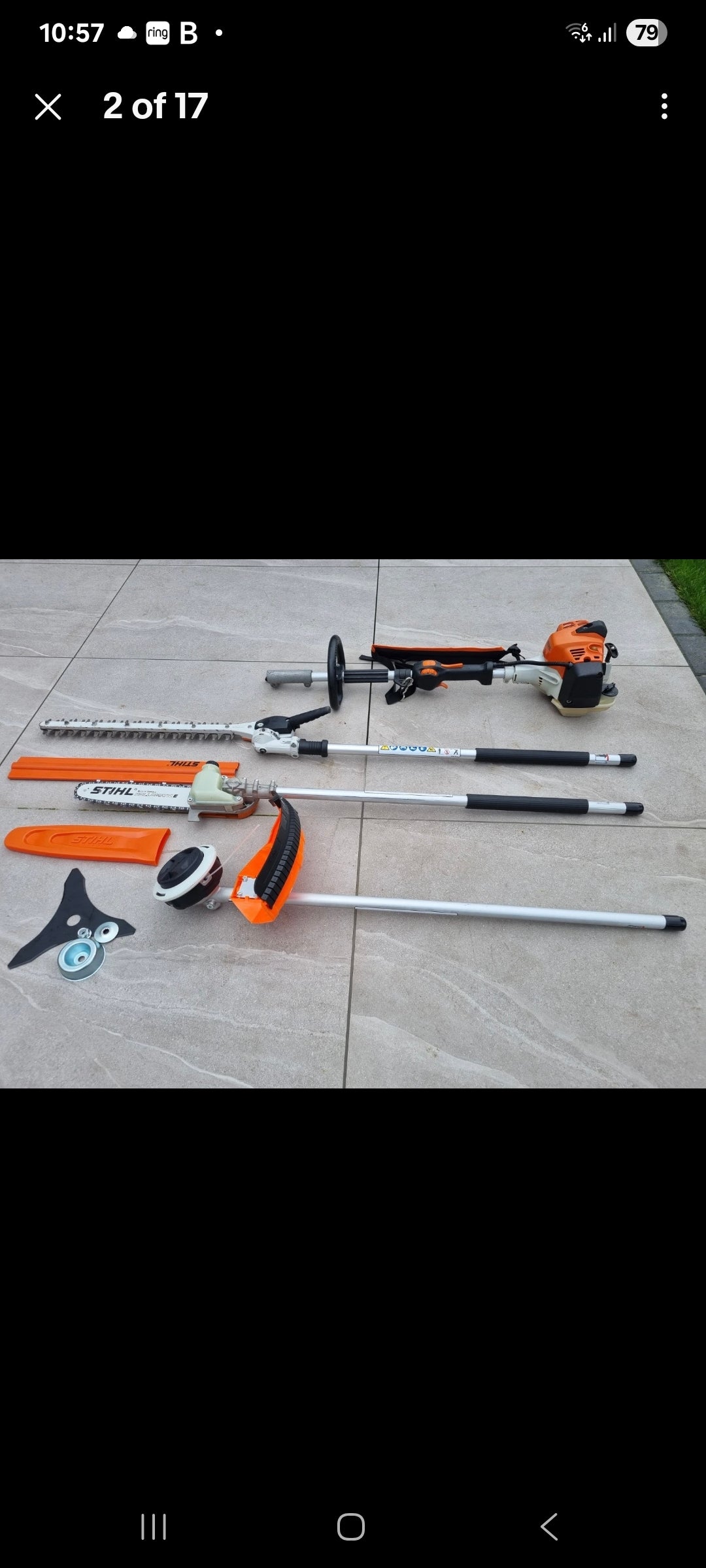 Stihl km94 Kombi set strimmer, pole saw, hedge cutter. Stihl ms291 chainsaw 16' bar. Stihl BR500 blowers