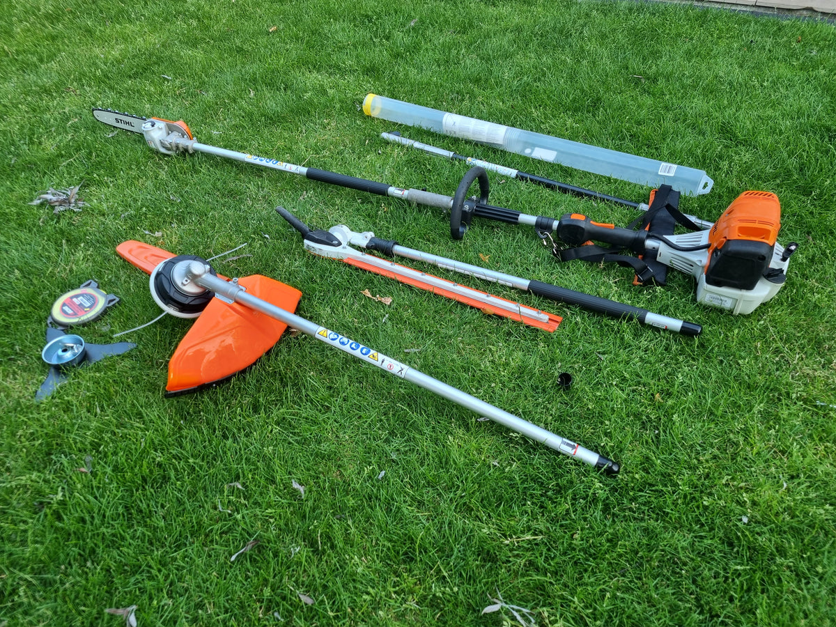 Stihl KM 111R professional combi set. strimmer, long reach hedge cutter pole saw
