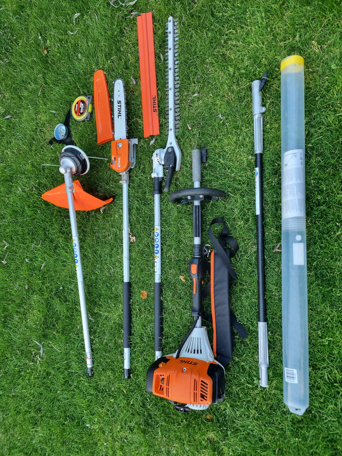 USED Stihl KM 131R professional combi set. strimmer, long reach hedge cutter pole saw
