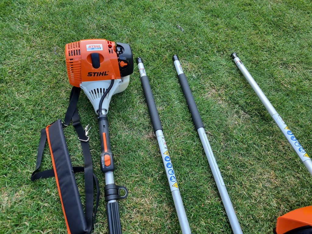 USED Stihl KM100R professional combi set. strimmer, long reach hedge cutter pole saw
