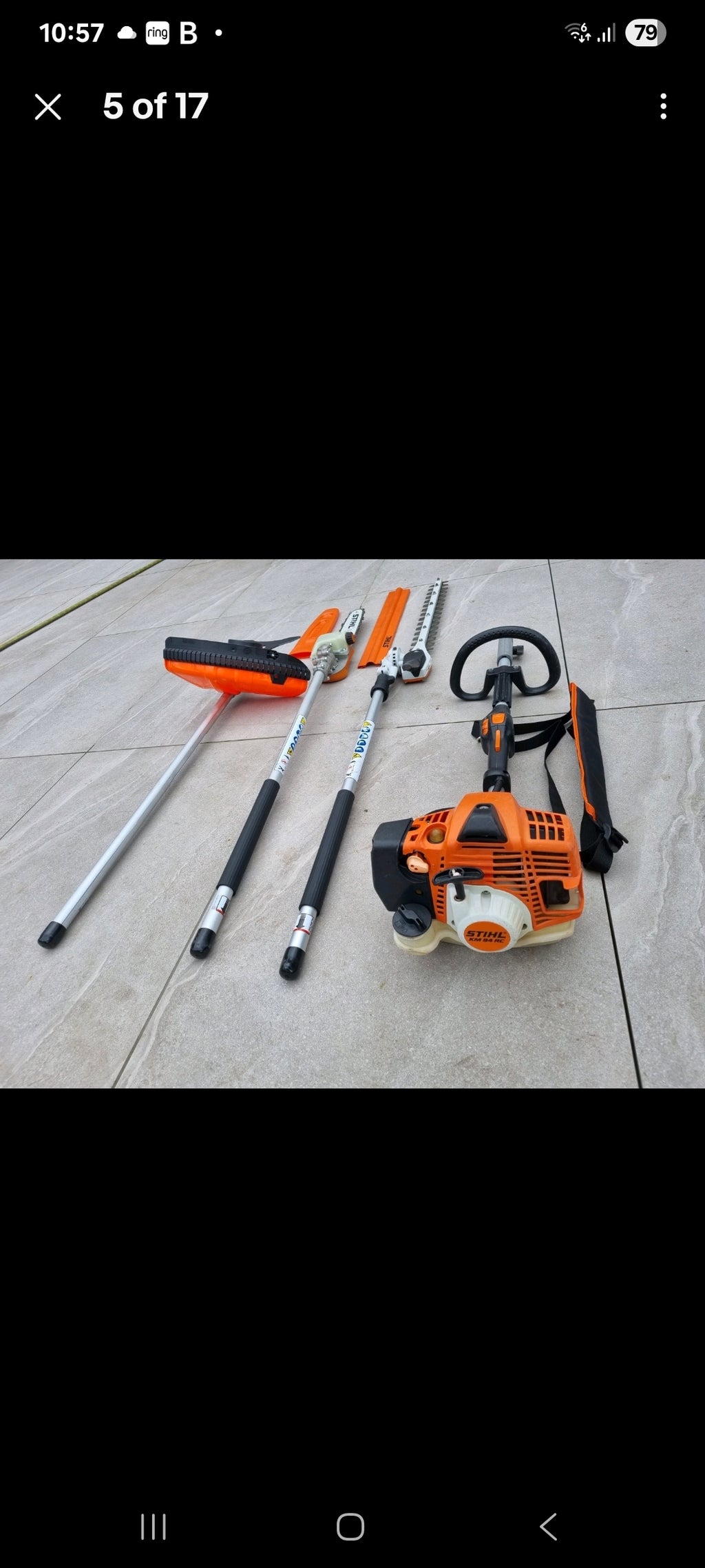 Stihl km94 Kombi set strimmer, pole saw, hedge cutter. Stihl ms291 chainsaw 16' bar. Stihl BR500 blowers