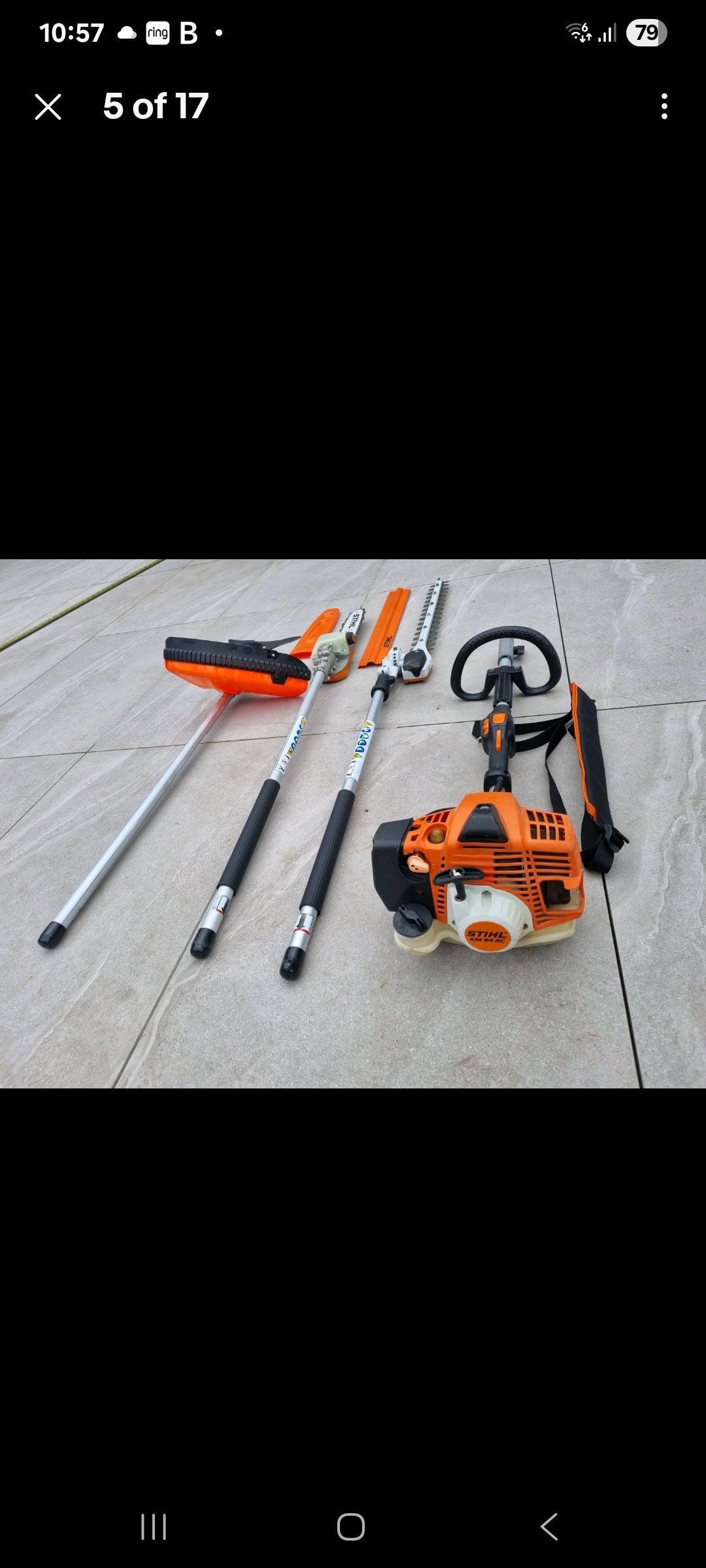 Stihl km94 Kombi set strimmer, pole saw, hedge cutter. Stihl ms291 chainsaw 16' bar. Stihl BR500 blowers