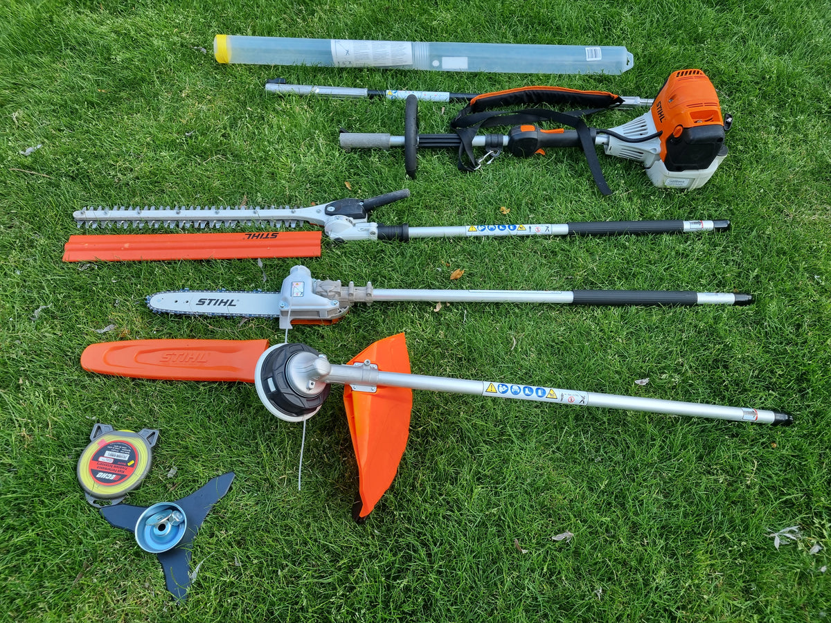 Stihl KM 111R professional combi set. strimmer, long reach hedge cutter pole saw