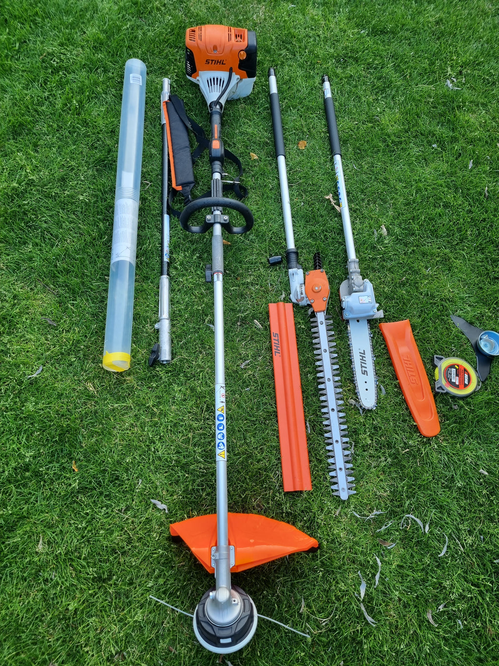 USED Stihl KM 131R professional combi set. strimmer, long reach hedge cutter pole saw