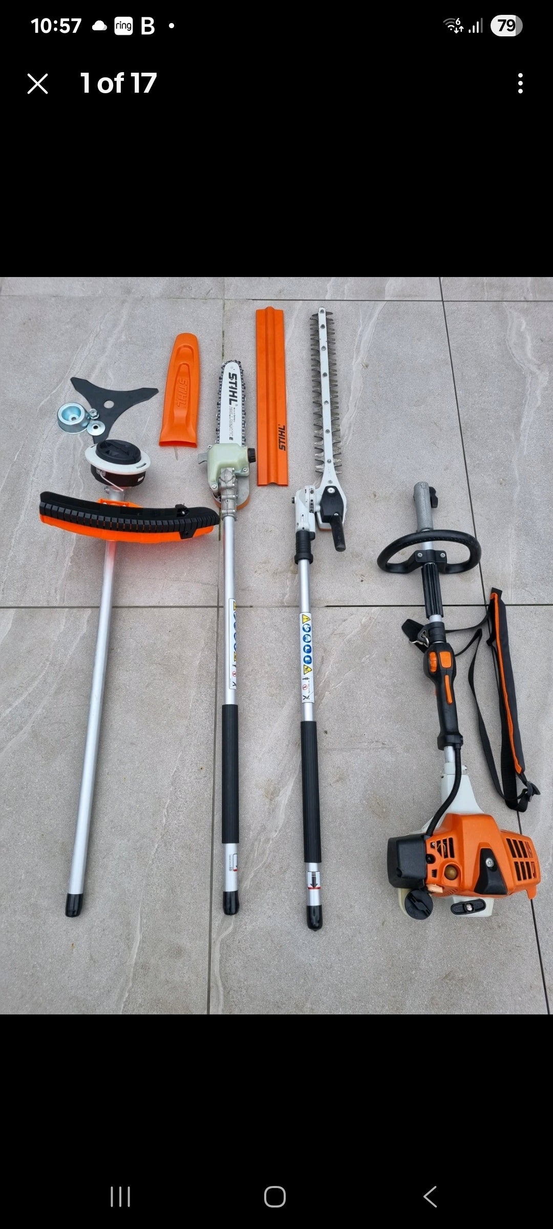 Stihl km94 Kombi set strimmer, pole saw, hedge cutter. Stihl ms291 chainsaw 16' bar. Stihl BR500 blowers
