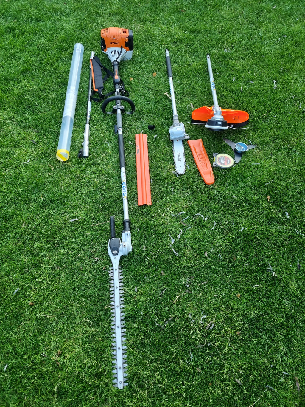 USED Stihl KM 131R professional combi set. strimmer, long reach hedge cutter pole saw