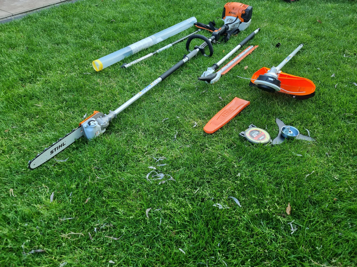 Stihl KM 111R professional combi set. strimmer, long reach hedge cutter pole saw